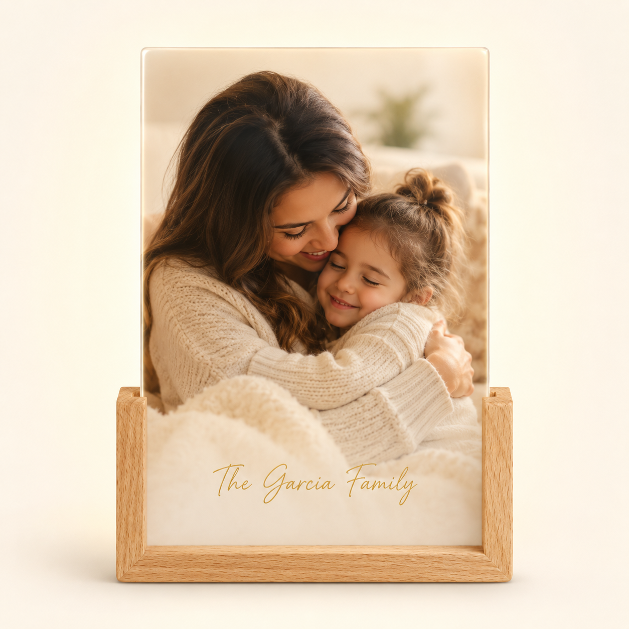 Personalized Photo Night Light with Wood Stand