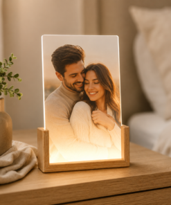 Alternative view of Personalized Photo Night Light with Wood Stand